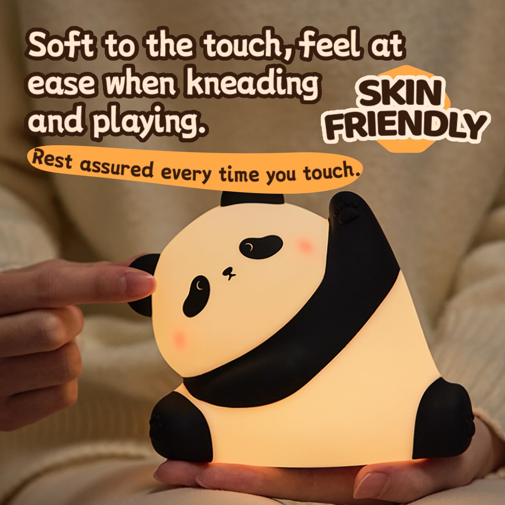 **Panda Night Light for Kids - 3-Level Dimmable Silicone Nursery Lamp, Cute Squishy Touch Nightlight for Baby & Toddler Bedroom - Perfect Gift & Decor for Nursery, Kids' Room, Bedside, or Playroom**