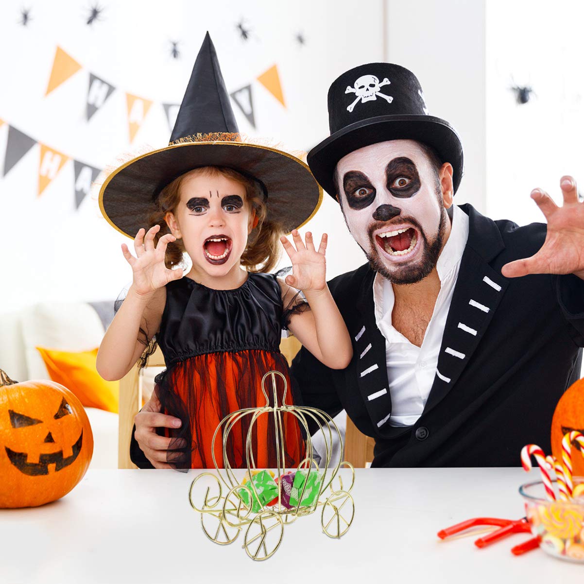 Homoyoyo 1PCS Metal Pumpkin Carriage Candy Box - Elegant Wedding Party Decor & Halloween Candy Holder - Perfect for Centerpieces, Table Settings, and Seasonal Celebrations
