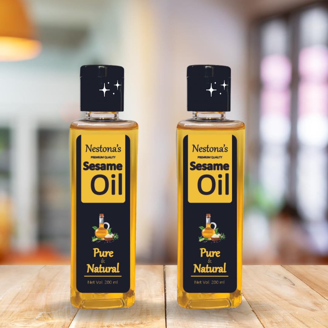 Organic Cold-Pressed Sesame Oil Combo for Body Massage & Skin Care - 100ml x 2 Pack | Hydrating, Anti-Aging & Relaxing | Perfect for Aromatherapy, Spa Treatments & DIY Beauty Recipes