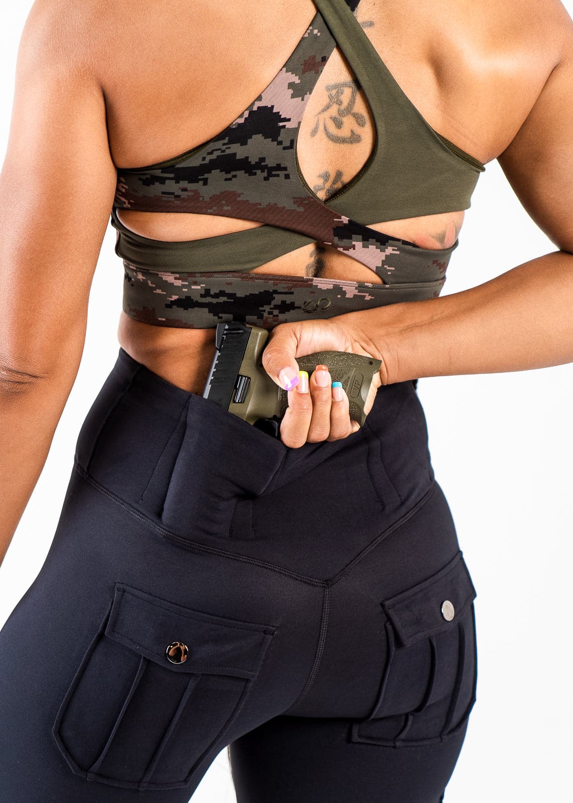 Tactical Concealed Carry Leggings with Hidden Pockets for Women - Comfortable & Secure CCW Wear | Black | Perfect for Running, Gym, Hiking & Everyday Concealed Carry