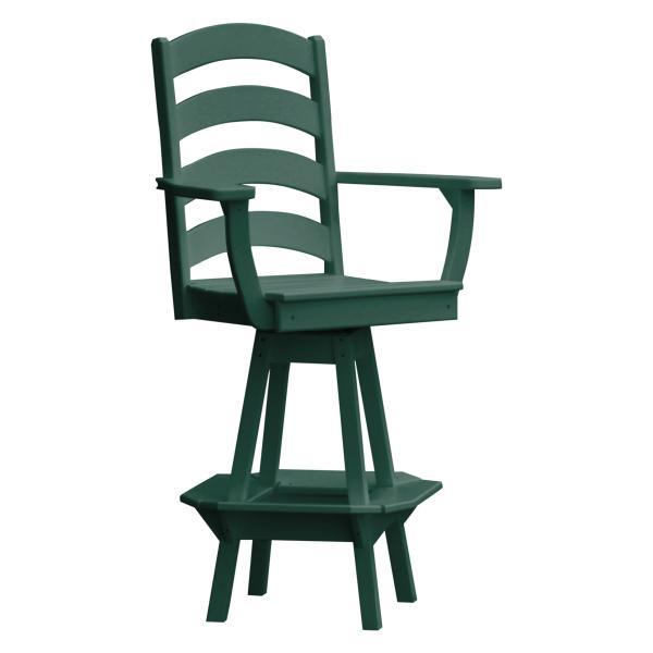 Swivel Bar Stool with Ladder Back & Arms - Adjustable Height Counter Stool for Kitchen Island, Dining & Home Bar
