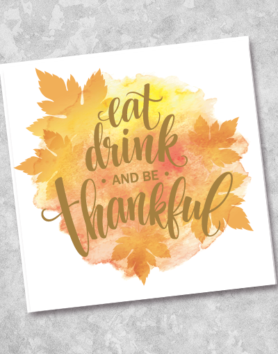 Eat Drink Thankfulness Beverage Napkins - 40 Count Disposable Paper Napkins for Thanksgiving, Christmas, and Holiday Parties - Perfect for Dining, Celebrations, and Family Gatherings