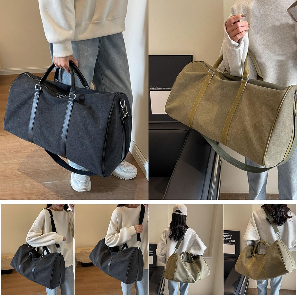 Premium Canvas Duffle Bag - Large Weekender Travel Bag for Gym, Camping, Hiking & Storage | Durable Carry-On Duffel with Spacious Interior (Black) - Perfect for Weekend Getaways, Sports Gear & Outdoor Adventures