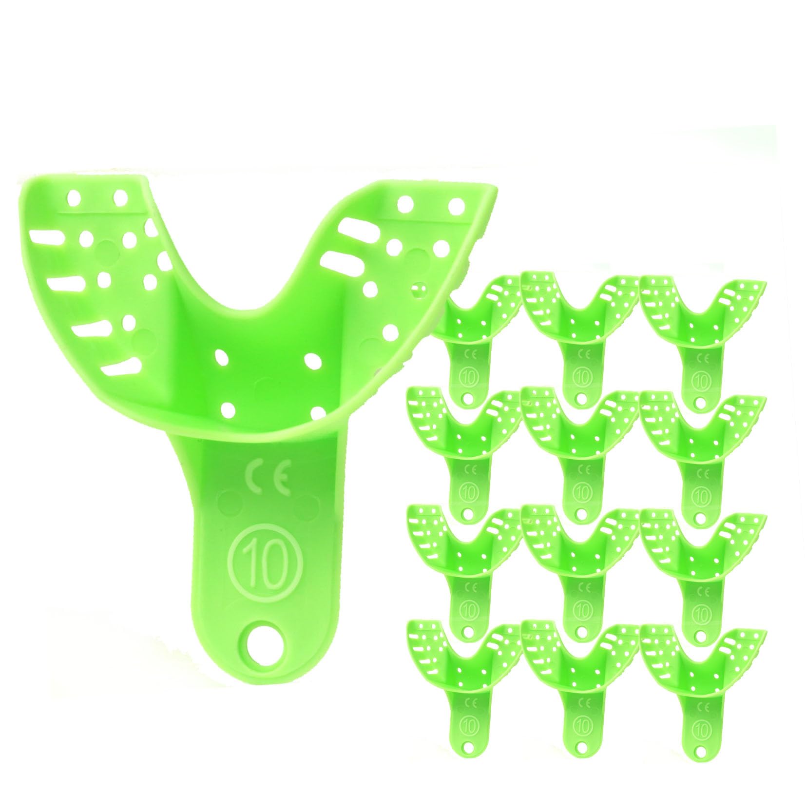 Autoclavable Perforated Dental Impression Trays Set - Anterior Lower (12-Pack, Size #10) for Accurate Dental Molds & Orthodontic Procedures