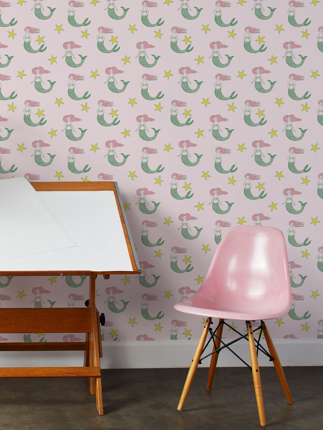 Tea Collection Mermaid Wallpaper in Pale Pink - Perfect for Nursery, Kids' Room & Coastal-Themed Decor