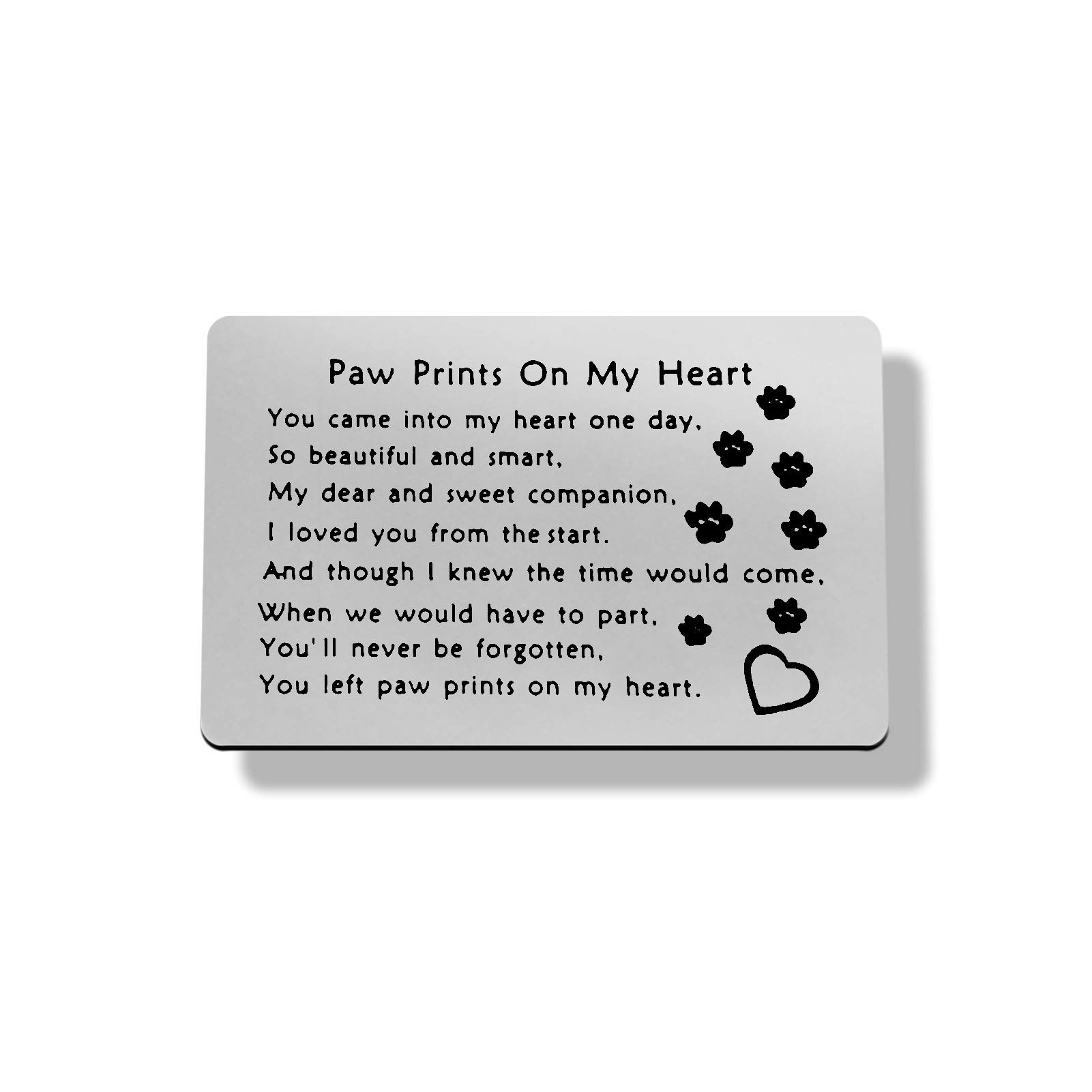 Personalized Pet Memorial Gift - Engraved Sympathy Wallet Card with 'You Left Paw Prints on My Heart' - Thoughtful Pet Loss Gift for Dog Cat Owners - Perfect for Funerals, Memorials & Comforting Grieving Pet Lovers