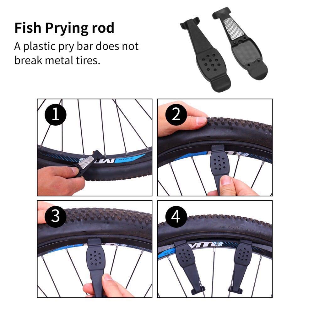 Portable Bike Tire Repair Kit with Mini Pump, 16-in-1 Multi-Tool, Tire Levers & Tail Bag - Complete Cycling Tool Set for Road, Mountain & BMX Bikes - Perfect for Emergency Repairs On-The-Go