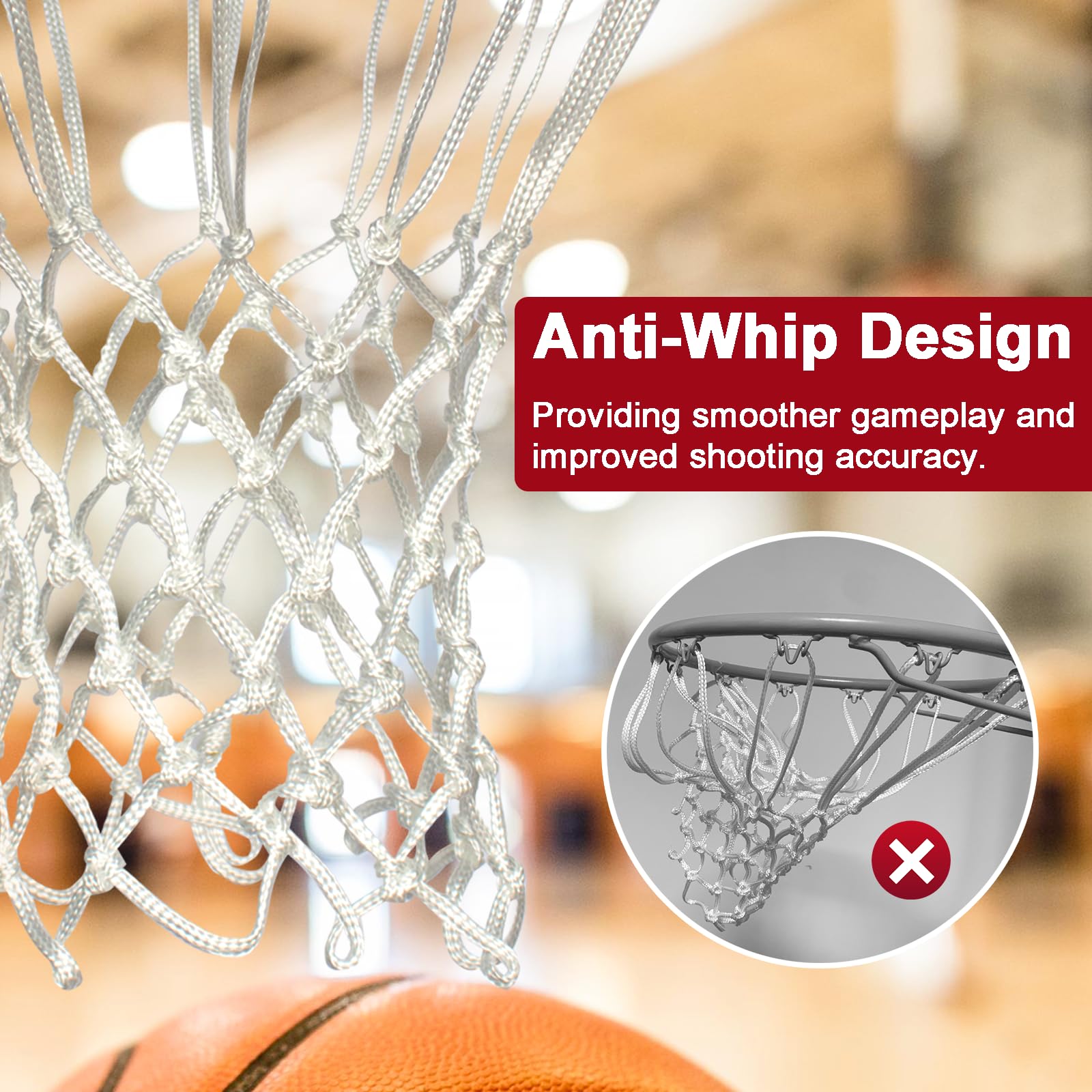 Heavy Duty Basketball Net Replacement - 12 Loops for Indoor & Outdoor Basketball Hoop | Perfect for Driveway, Gym, Park & Backyard Play