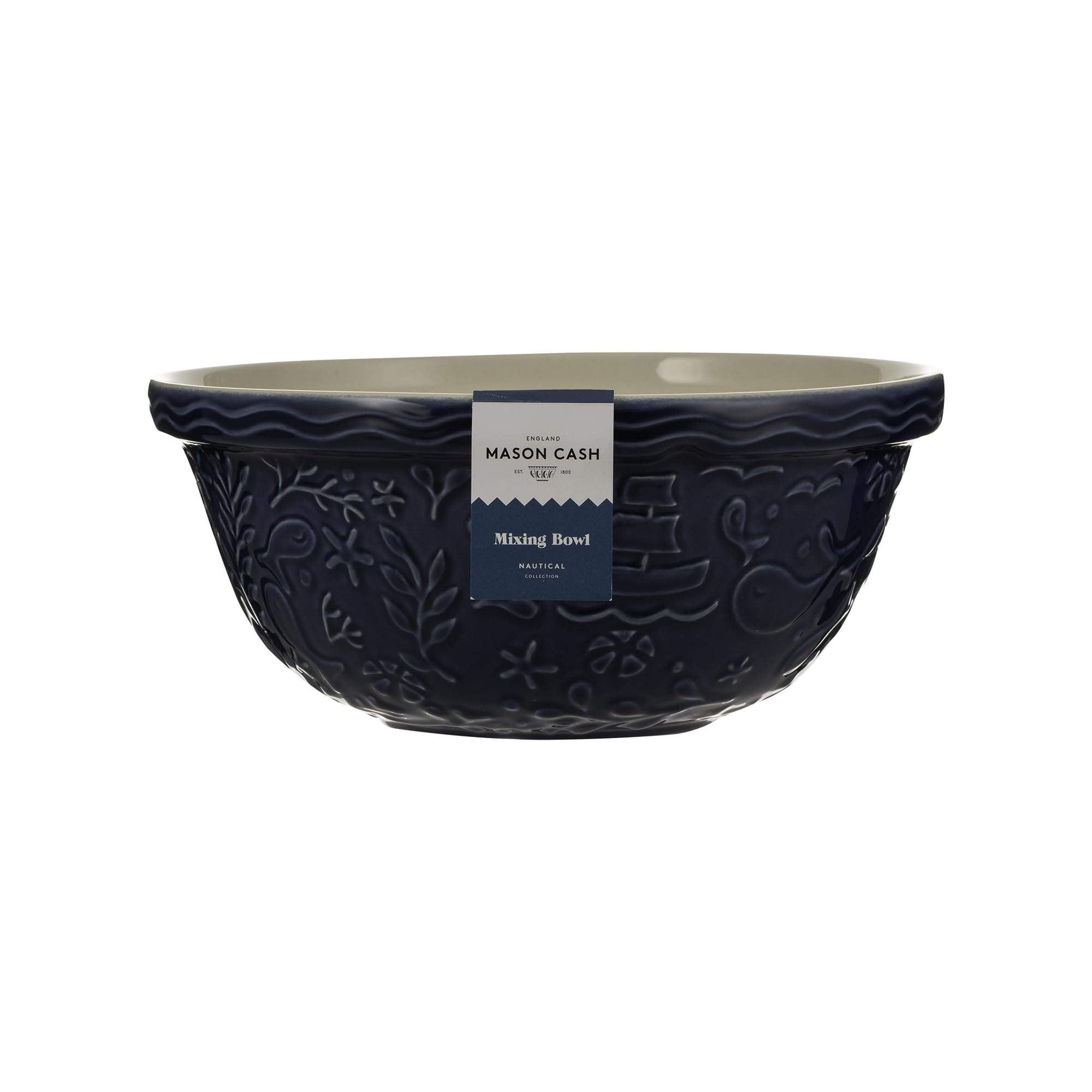 Mason Cash Nautical Collection Mixing Bowl - 12-Inch Ceramic Baking Bowl with Non-Slip Base | Perfect for Baking, Mixing Dough & Kitchen Decor