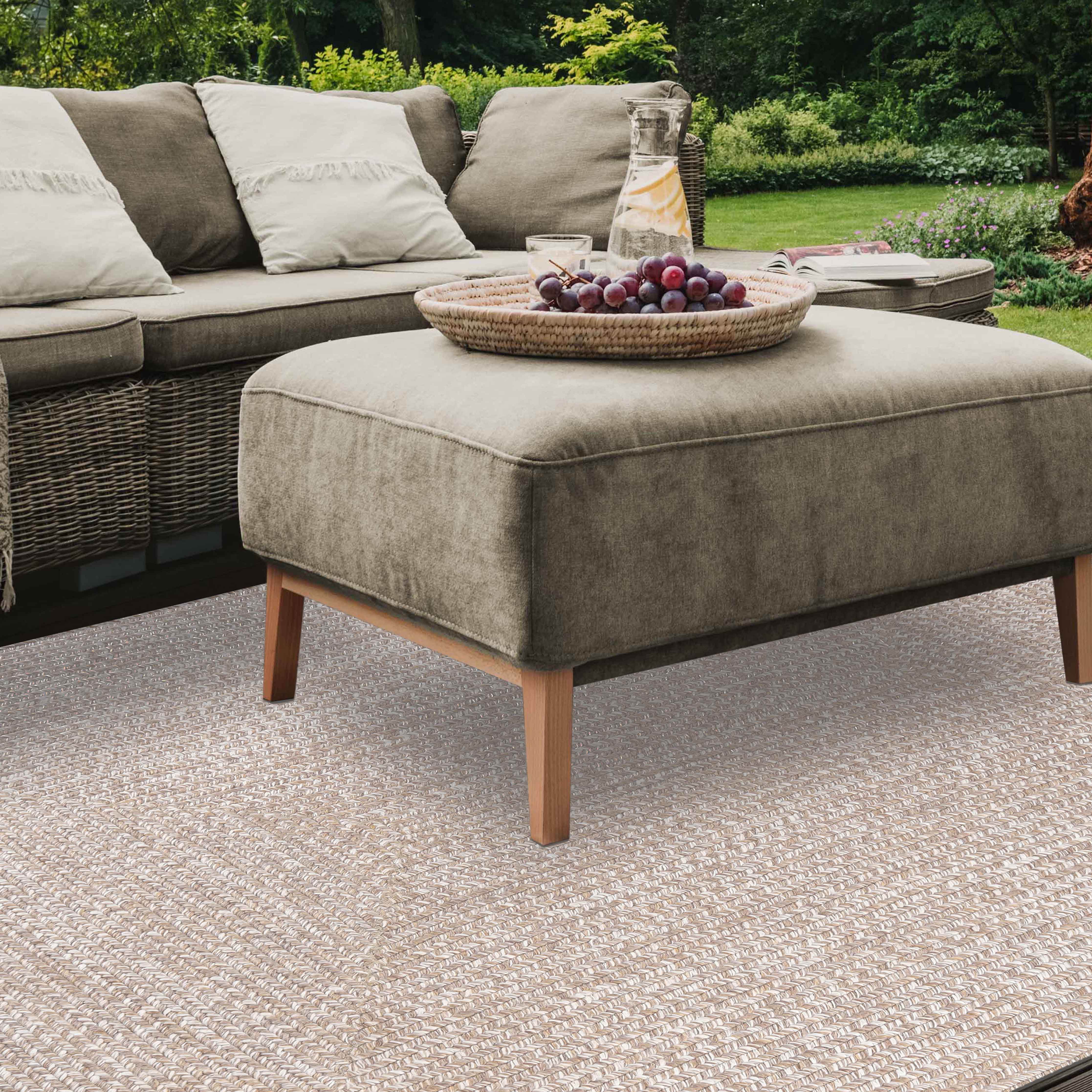 Two-Toned Braided Bohemian Area Rug - Indoor/Outdoor Use for Living Room, Patio & Bedroom Decor