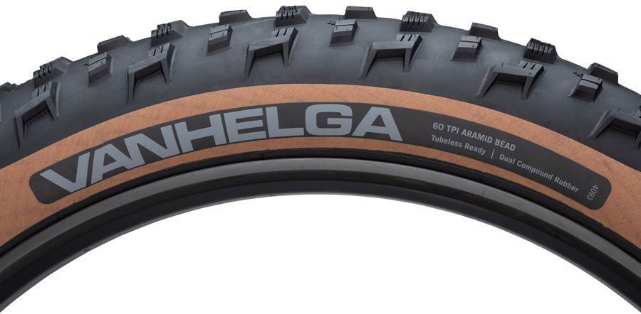 45NRTH Vanhelga 27.5x4 Tubeless Folding Fat Bike Tire - 60 TPI, Black/Tan - Winter & Snow Traction for Mountain Biking, Trail Riding & Off-Road Adventures