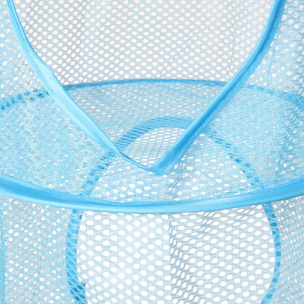 3 Compartment Mesh Hanging Storage Organizer - Space Saving Toy Basket for Kids Room Organization (Blue) | Perfect for Bedroom, Closet & Nursery Storage