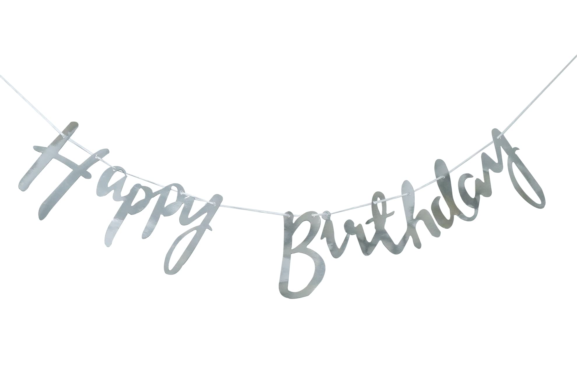 Silver Happy Birthday Banner - Party Decorations for Girls, Boys, Kids & Adults - Perfect for Birthday Parties, Baby Showers & Celebrations