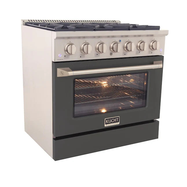 Kucht 36-Inch Pro Style Dual Fuel Range - KDF362 GR - Professional Gas & Electric Stove for Home Chefs & Commercial Kitchens