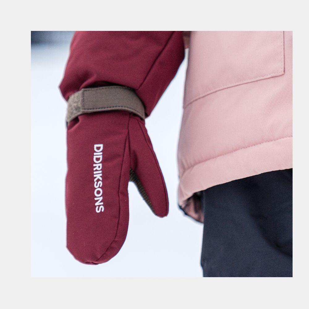 Didriksons Biggles Kids Ski Mittens - Warm Waterproof Winter Gloves for Boys & Girls (Rusty Wine Color) - Perfect for Skiing, Snowboarding & Outdoor Winter Activities