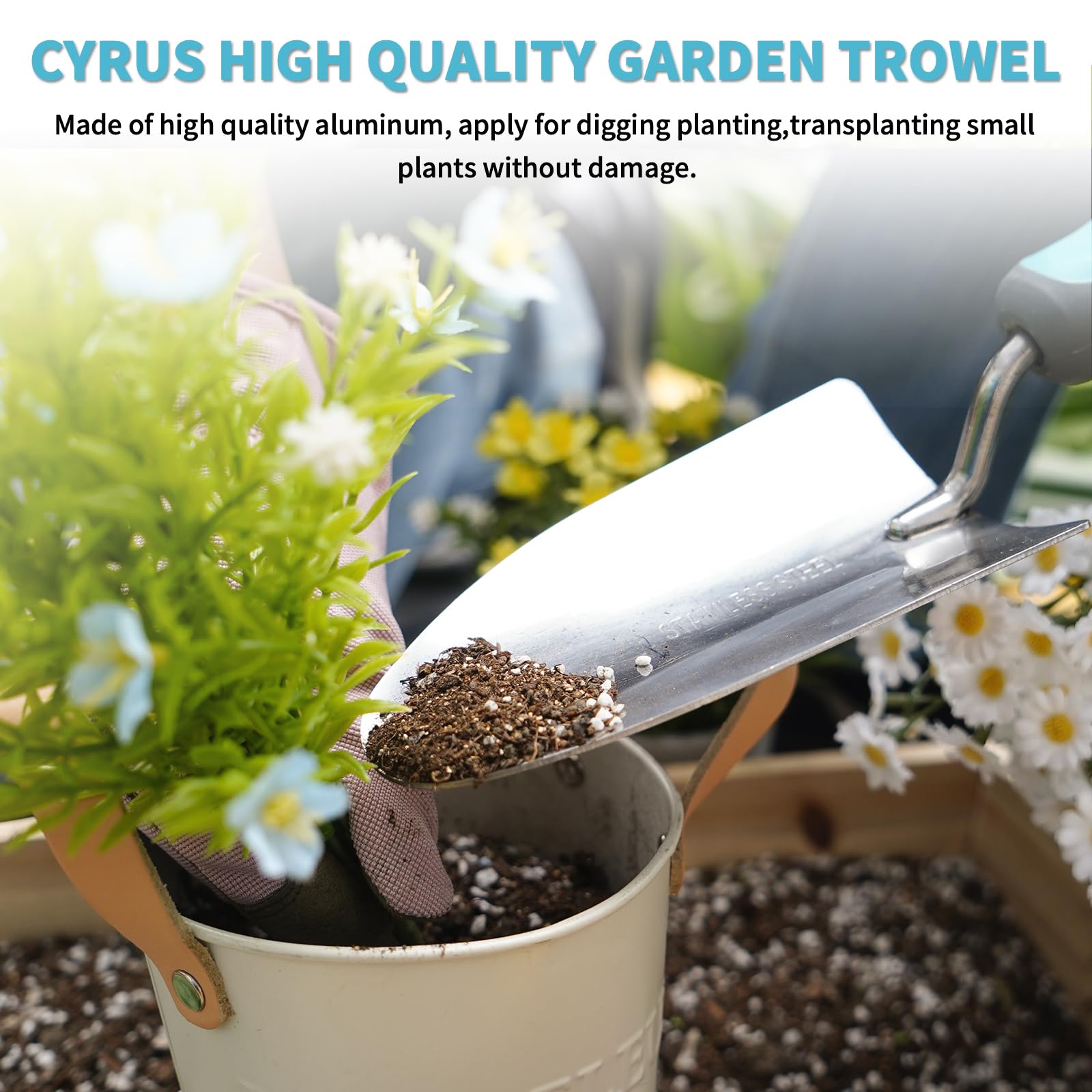 Premium 3-Piece Stainless Steel Garden Tools Set - Trowel, Transplanting Shovel & Digging Tool for Men & Women | Durable Outdoor Gardening Kit for Planting, Weeding & Landscaping | Perfect for Home Gardens, Flower Beds & Vegetable Patches