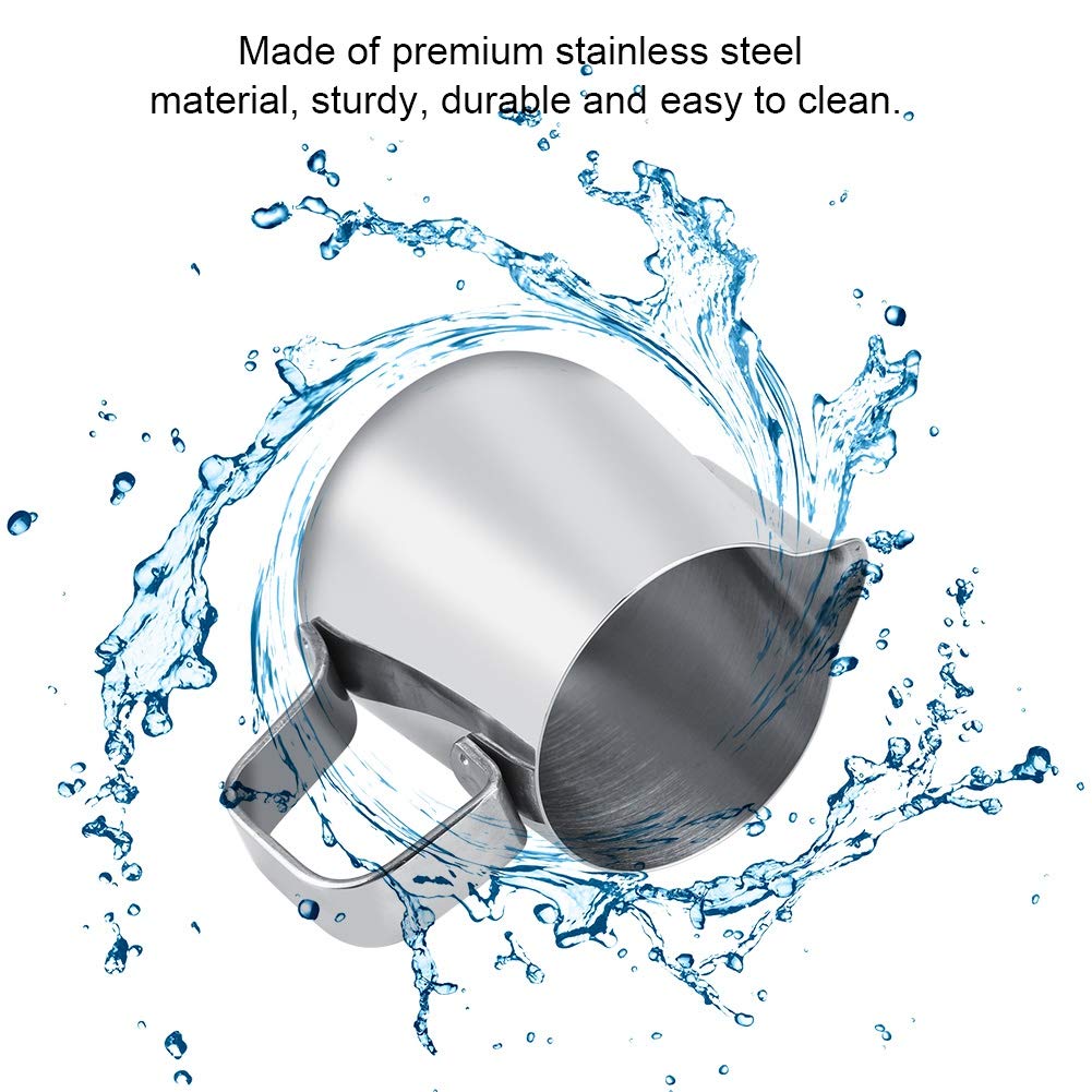 Premium Stainless Steel Milk Frothing Pitcher for Coffee & Cappuccino - 100ml Professional Steaming Pitcher for Latte Art, Perfect for Espresso Machines & Home Baristas - Ideal for Coffee Shops, Cafes & Home Brewing
