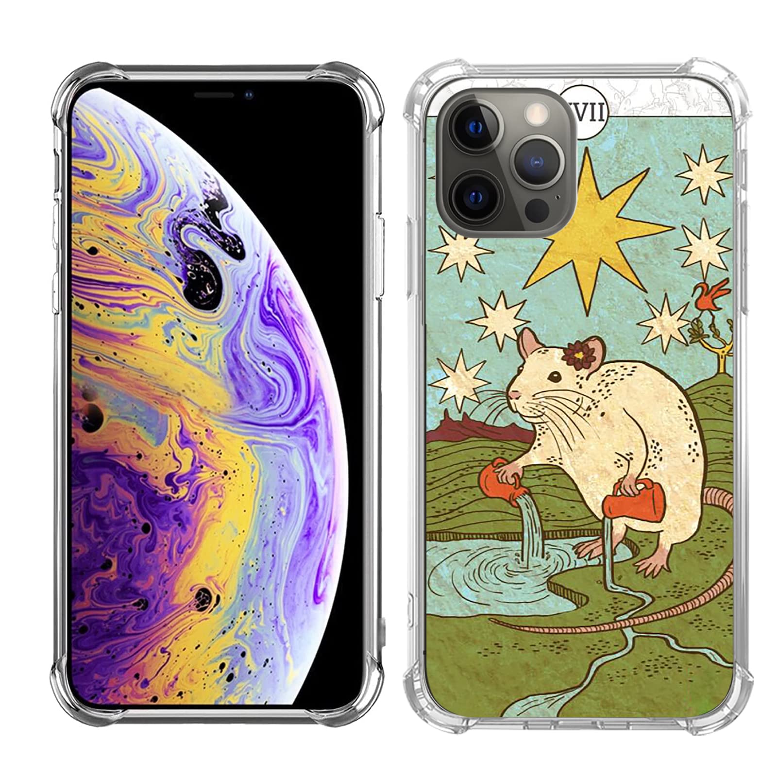 Star Tarot Card Phone Case for iPhone 11 Pro Max - Trippy Psychedelic Aesthetic TPU Bumper Cover with Unique Trendy Design | Perfect for Tarot Readers, Spiritual Protection & Fashion Accessory