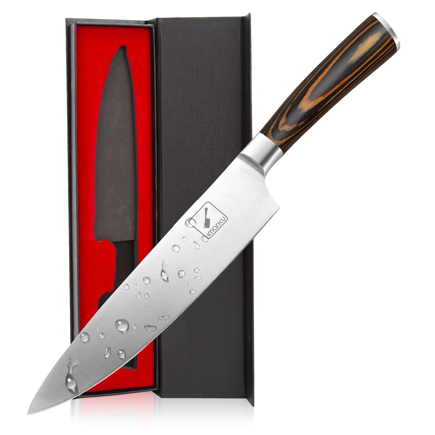 **Imarku 8 Inch Japanese Chef Knife - Professional Kitchen Knife with SUS440A Stainless Steel Blade, Ergonomic Orange Handle - Perfect for Slicing, Dicing & Chopping - Ideal Gift for Home Cooks & Culinary Enthusiasts**