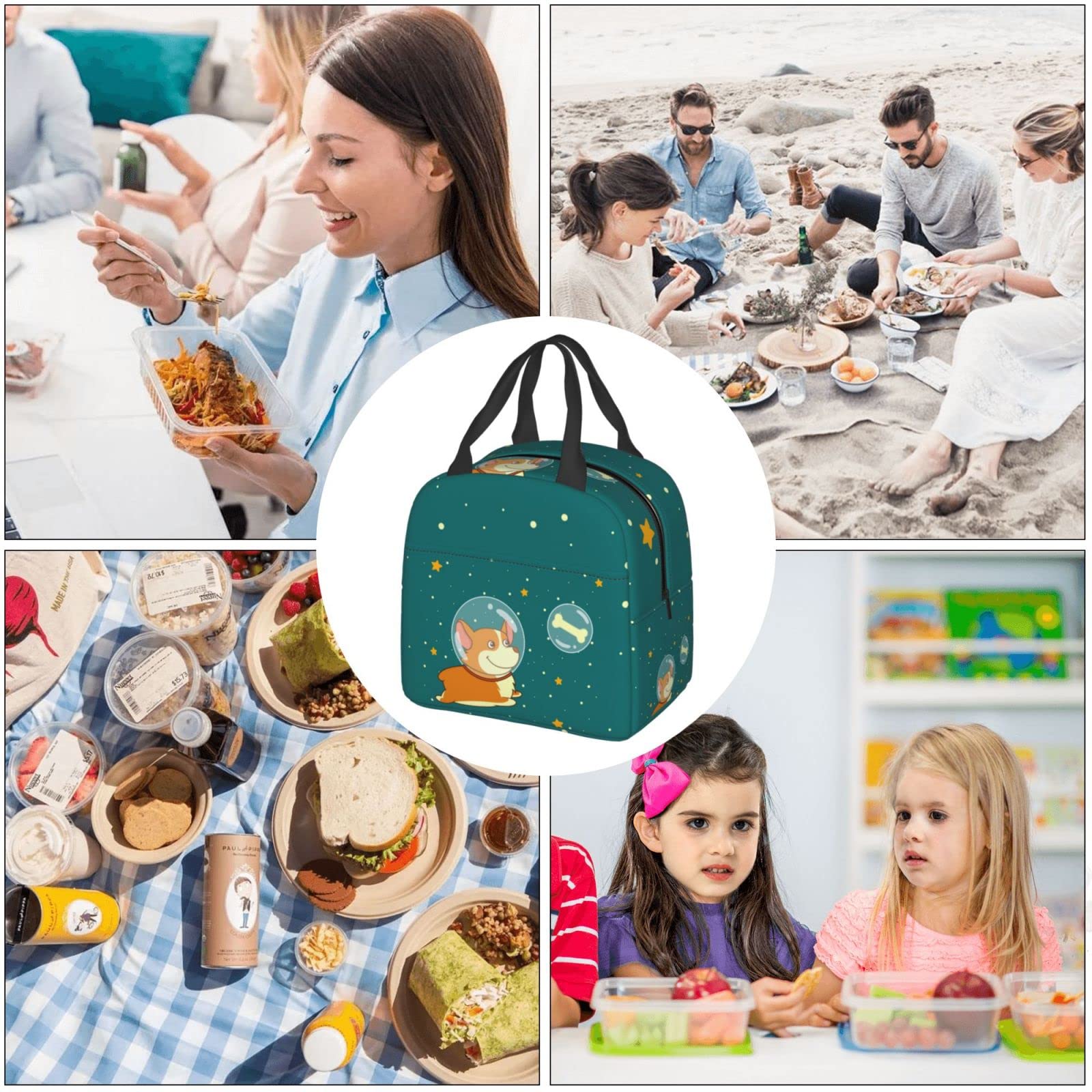 Cute Smiling Dog Insulated Lunch Box - Reusable & Portable Meal Bag for School, Work, Travel & Picnic | Perfect for Teens, Boys & Girls | Keep Food Fresh All Day
