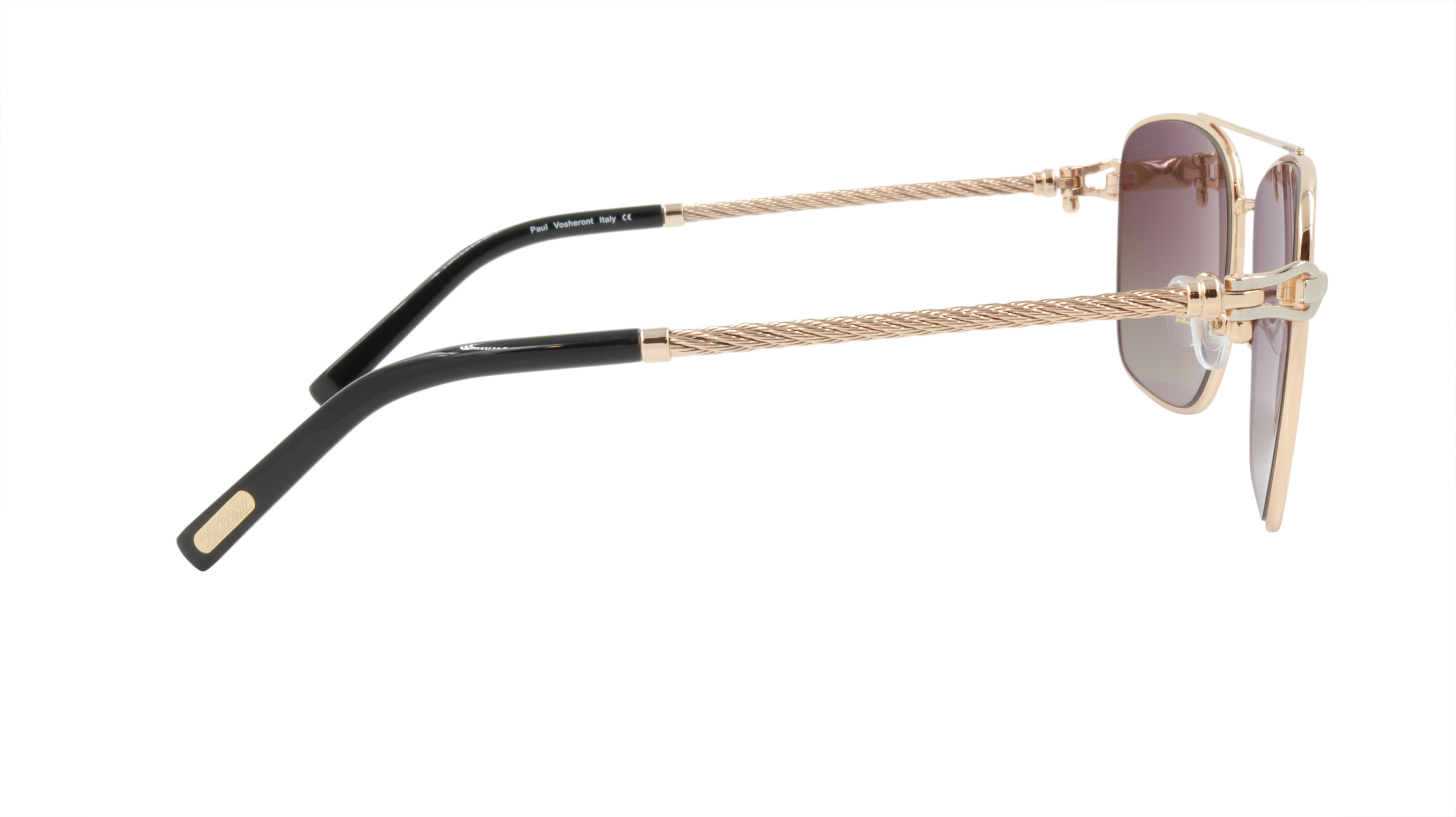 Paul Vosheront PV3439S C3 Gold Plated Metal Acetate Polarized Sunglasses - Italian Luxury UV Protection for Driving, Beach & Outdoor Activities