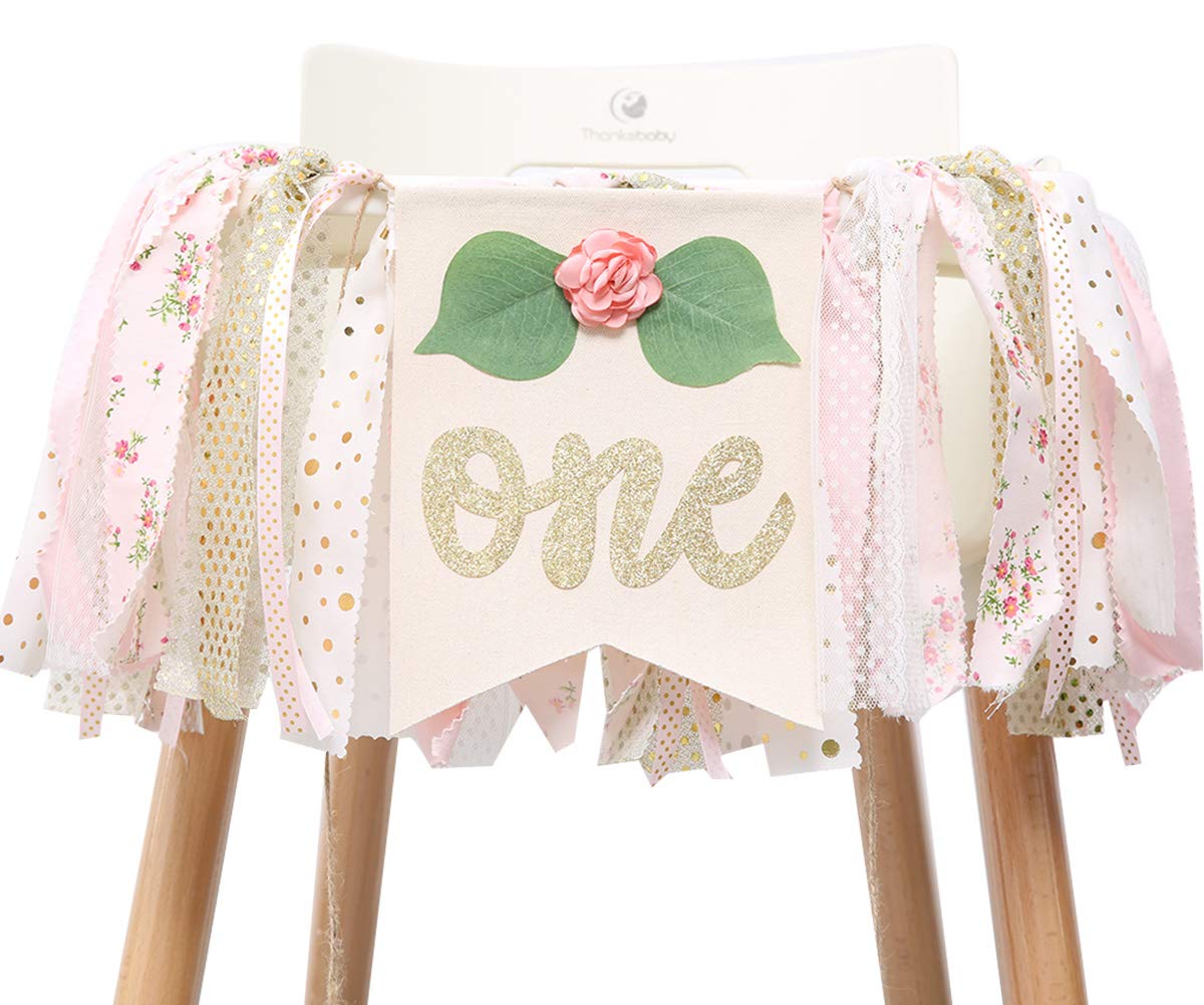 1st Birthday High Chair Banner - Baby Girl First Birthday Decorations for Photo Booth Props, Party Souvenirs & Kids Gifts | Perfect for Birthday Photoshoots, Cake Smash Sessions & Nursery Decor