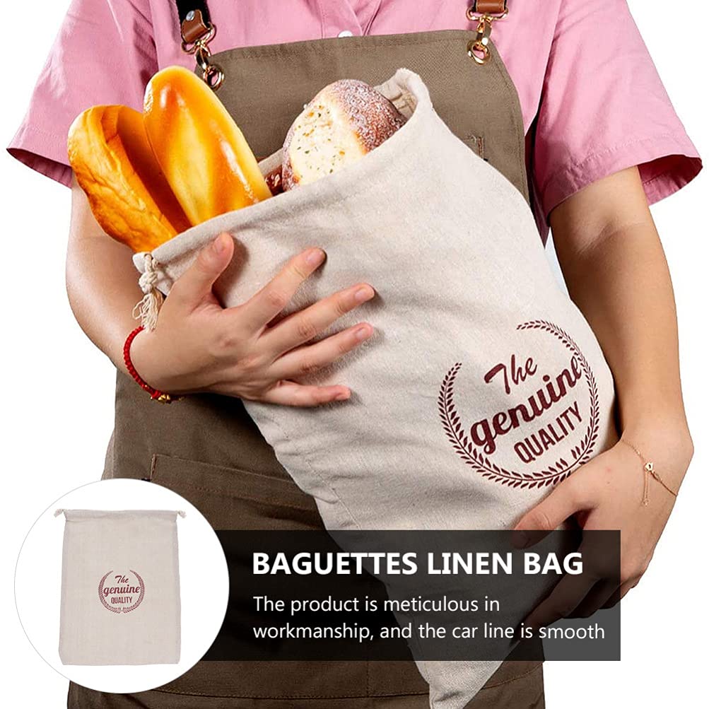 Kichvoe 2-Pack French Bread Linen Organizer Bags - Reusable Drawstring Food Storage Bags for Loaves, Pastries & Challah Bread | Eco-Friendly Kitchen & Bakery Storage Solution for Home, Picnics & Gifting