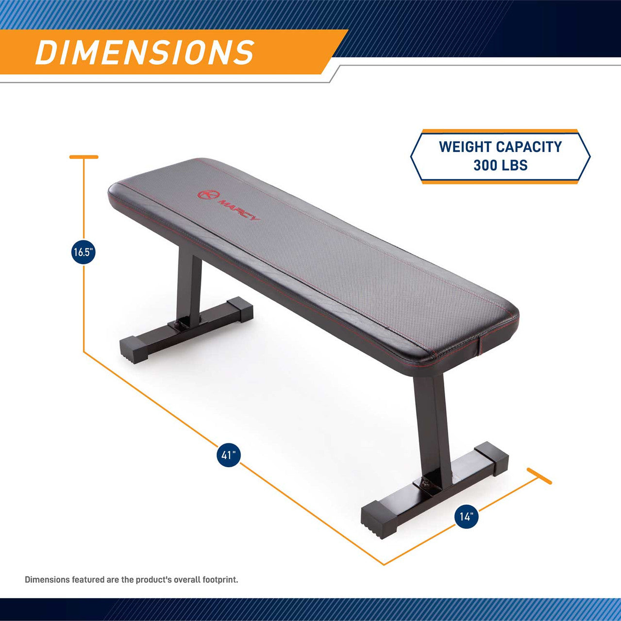 Marcy SB 315 Adjustable Utility Flat Weight Bench for Home Gym - Perfect for Strength Training & Workouts