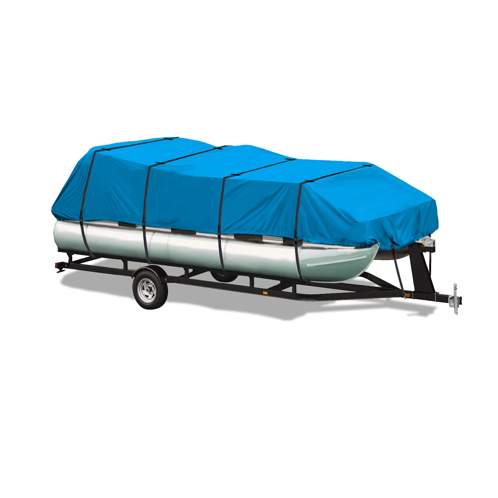 Heavy Duty 600D Polyester Waterproof Pontoon Boat Cover - Marine Grade Trailerable Deck Cover for 14ft to 17ft Boats (96