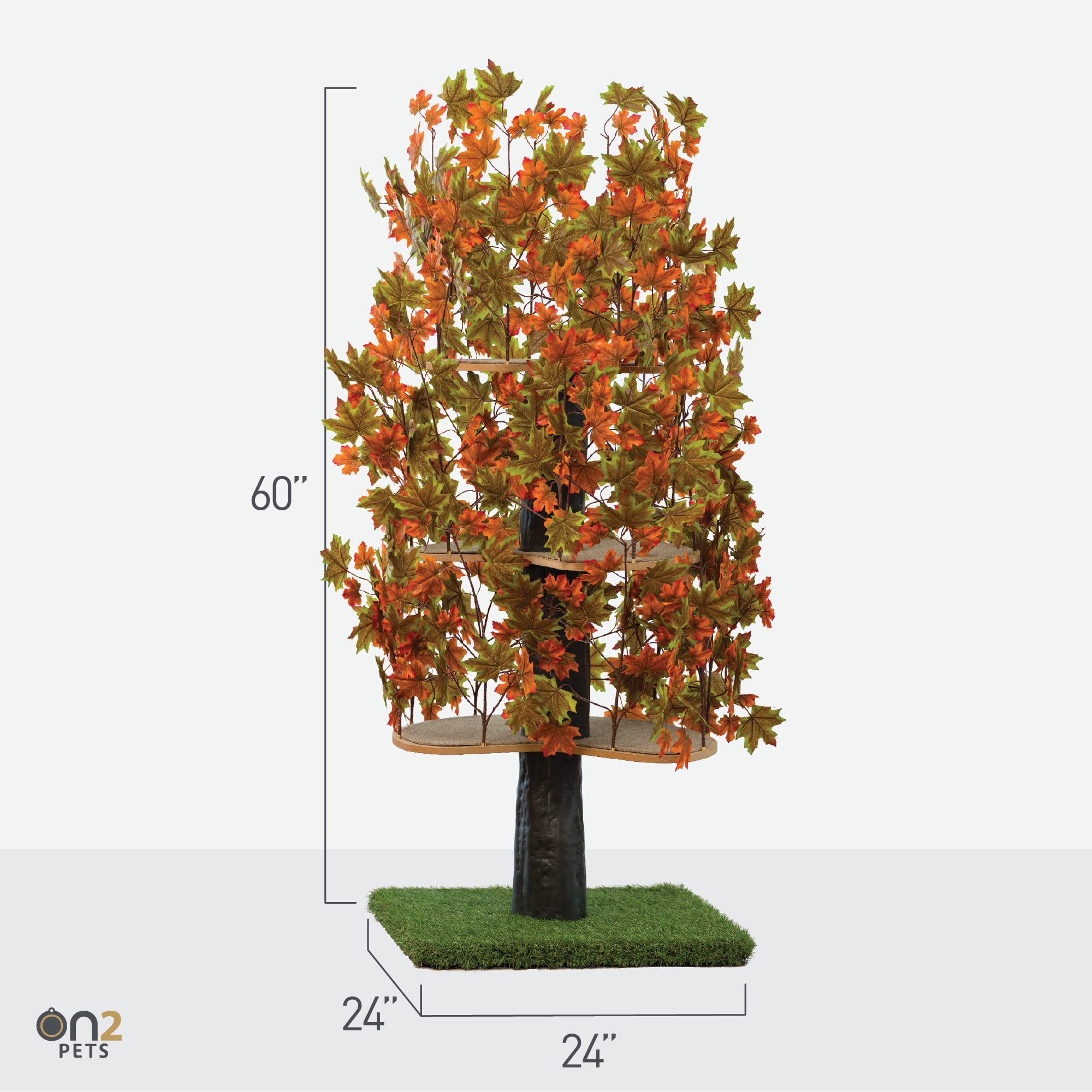 Premium Cat Tree with Leaves - Multi-Level Cat Condo & Activity Center for Indoor Cats | Durable Cat House & Climbing Tower - Perfect for Play, Rest & Exercise (Made in USA)