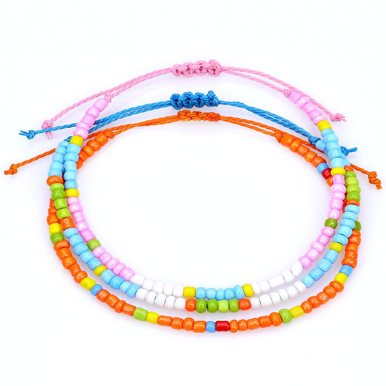 **Handmade Boho Friendship Bracelets for Women - 3 Pack Colorful Seed Beads & Braided Rope Adjustable Bracelets - Perfect for Beach, Festival, and Everyday Wear**
