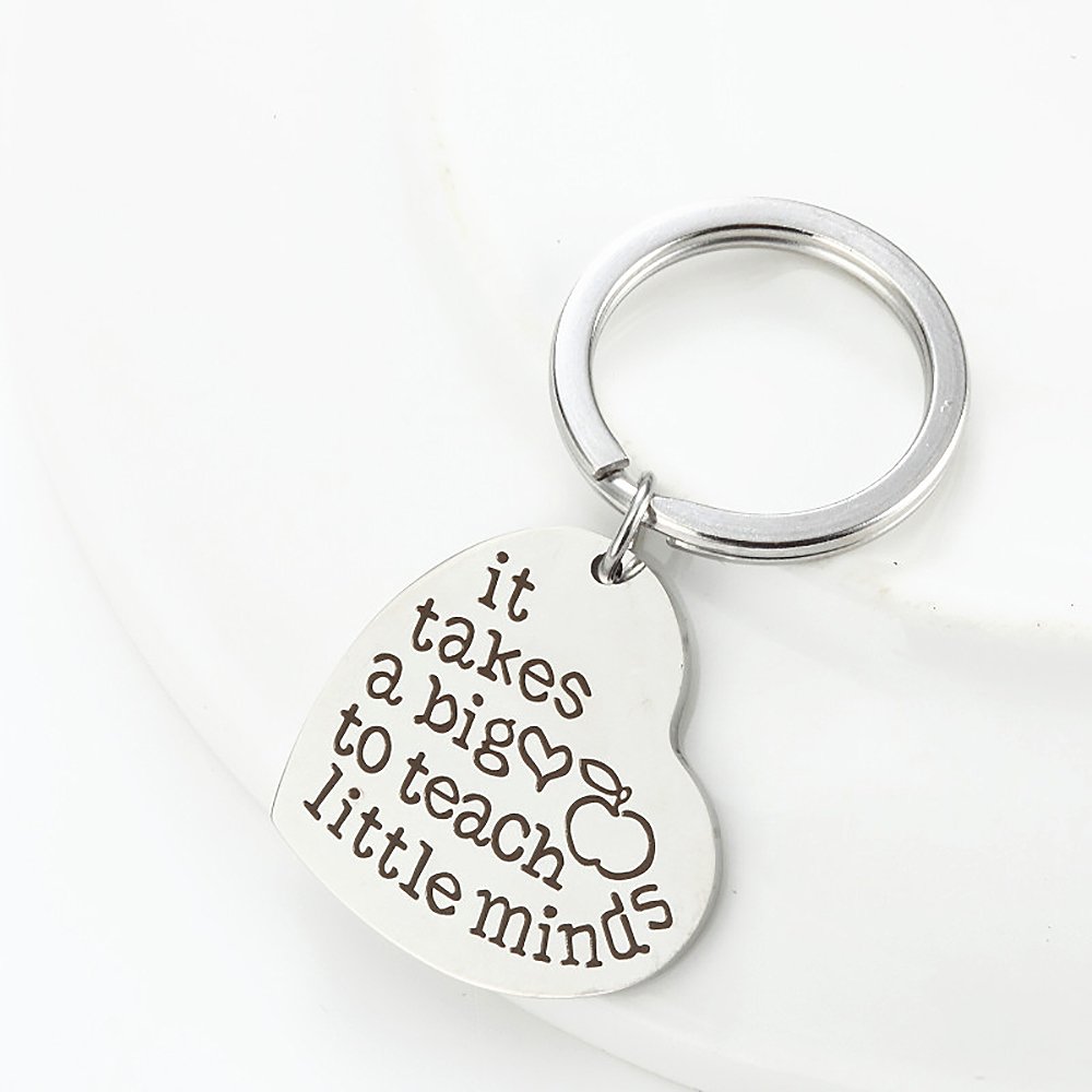 Meiligo® Personalized Teacher Appreciation Jewelry - Heart Pendant Bracelet & Keychain Set - Thoughtful Thank You Gift from Students - Perfect for End of Year, Christmas, or Teacher's Day