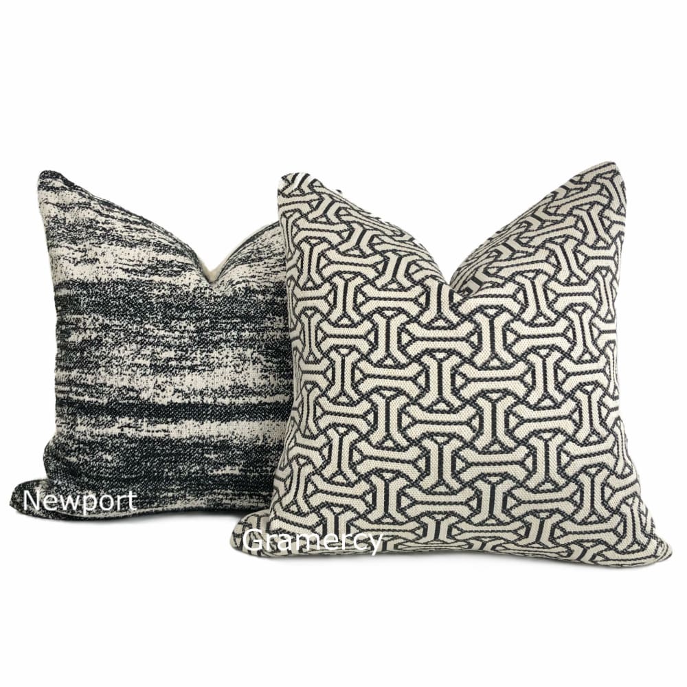 Gramercy II Black Cream Geometric Pillow Cover - Modern Decorative Throw Pillow Case for Sofa, Bed & Home Decor - 18x18 Inches