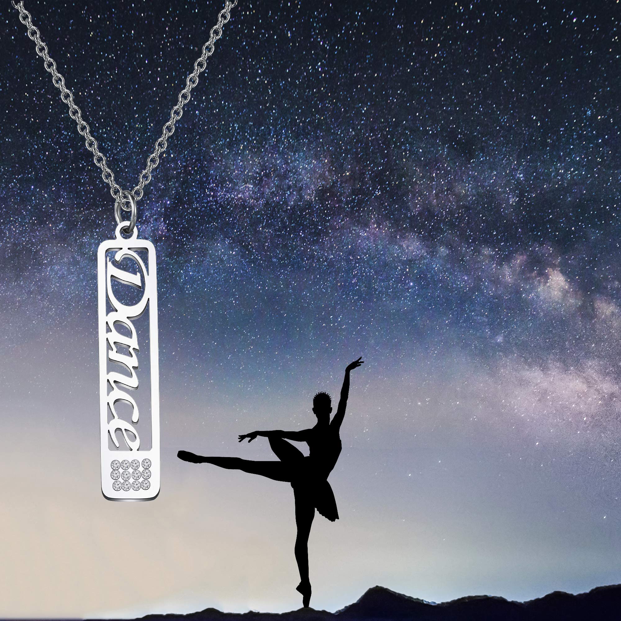 BEKECH Ballerina Dance Necklace Pendant - Elegant Jewelry Gift for Women & Girls - Perfect for Dance Recitals, Ballet Performances & Special Occasions