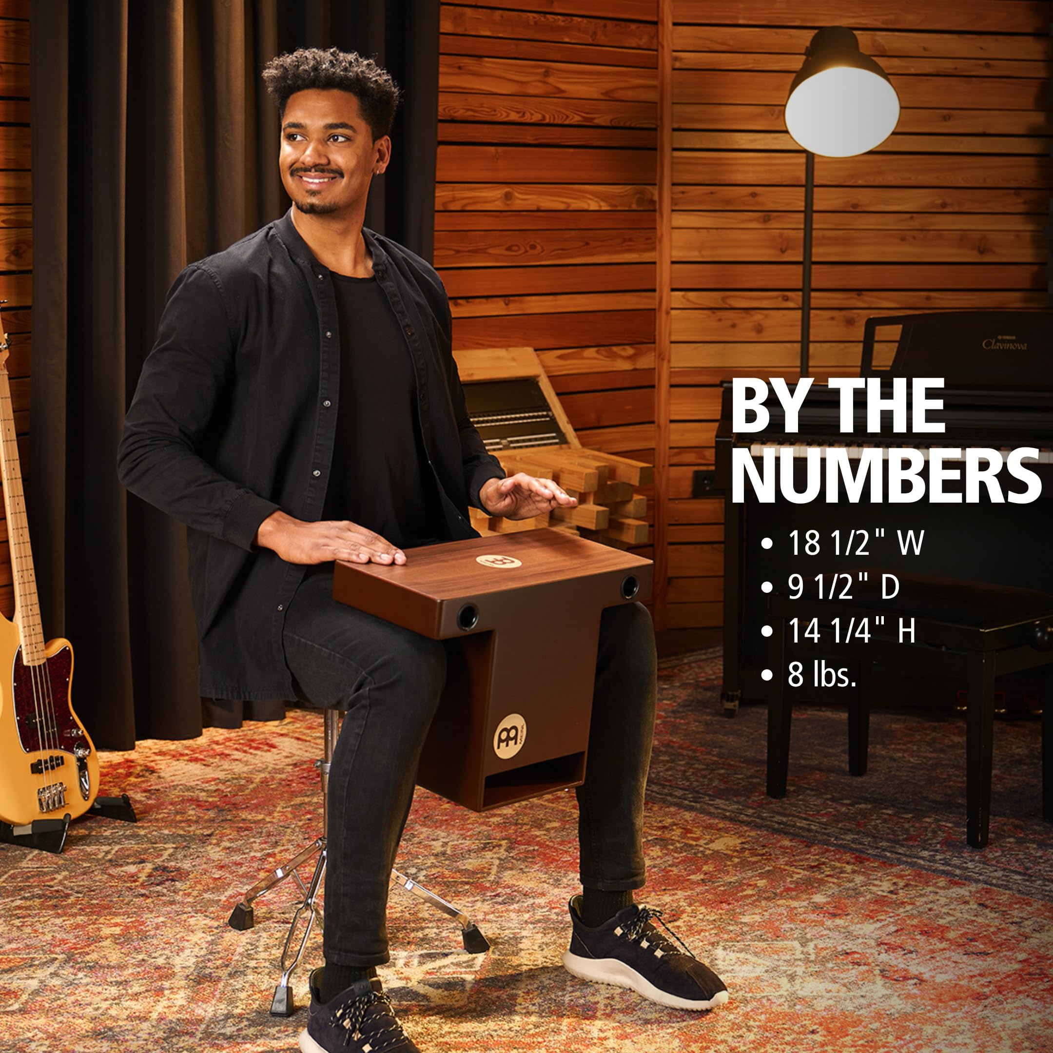Meinl Slaptop Cajon Box Drum with Internal Snares & Sound Ports - Walnut Finish, 2-Year Warranty (TOPCAJ2WN) | Perfect for Live Performances, Studio Recording & Acoustic Jam Sessions