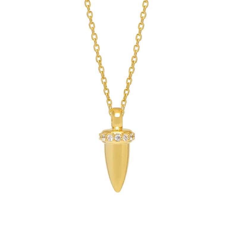 Pave Set Cubic Zirconia Horn Pendant Necklace - Elegant Statement Jewelry for Women, Perfect for Parties, Weddings & Everyday Wear