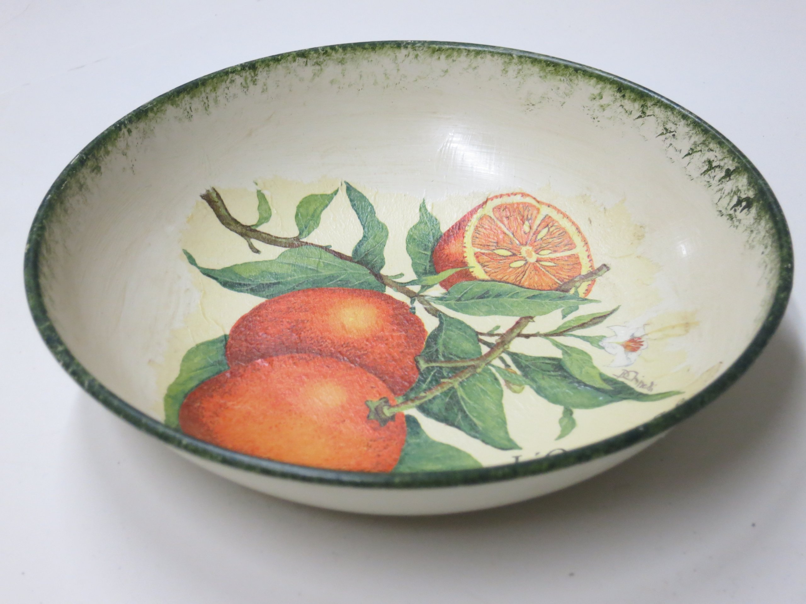 GAC Italian Hand Painted 'Country Fruit' Large Decorative Serving Bowl 9