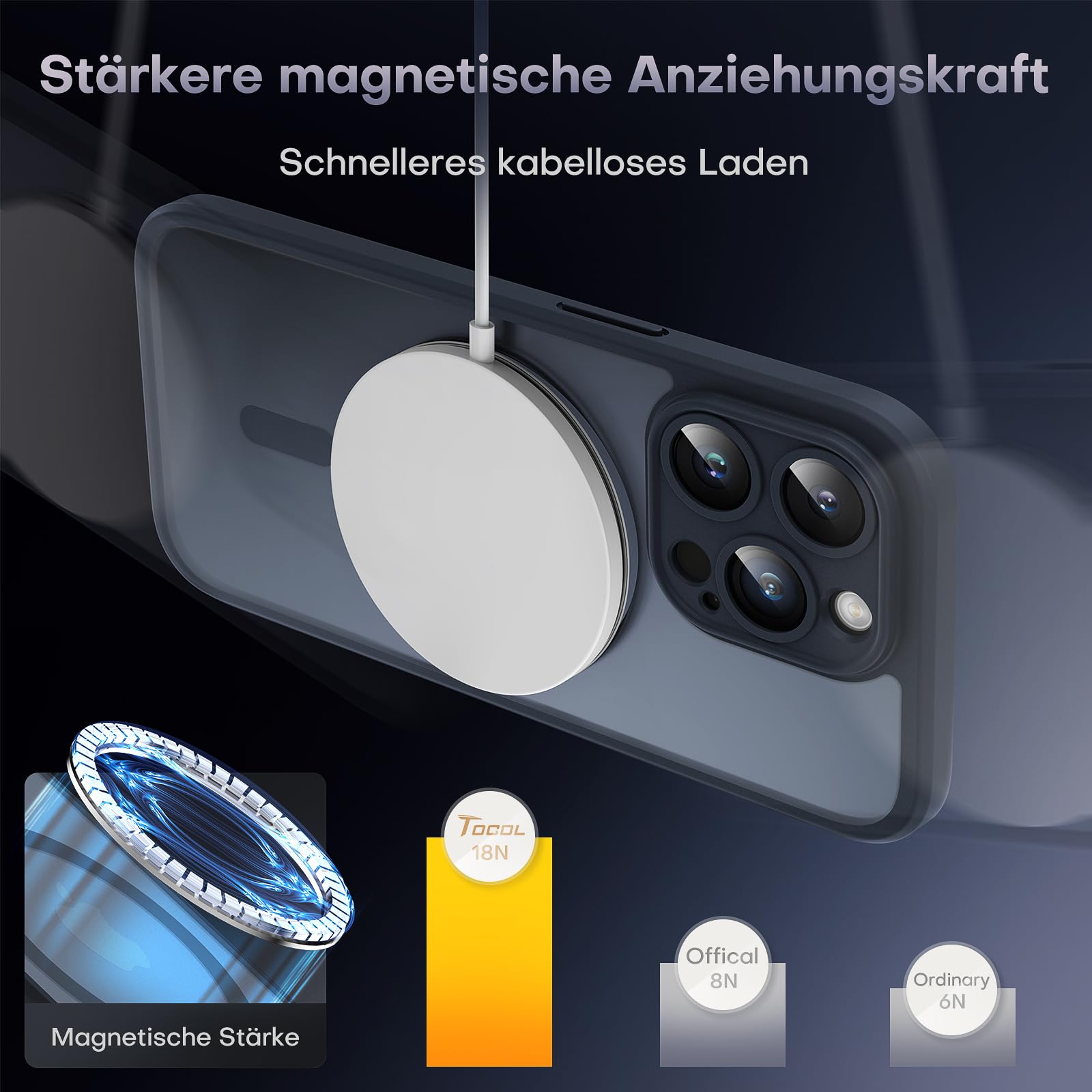 TOCOL 3 in 1 Magnetic Case for iPhone 14 Pro Max with 2 Tempered Glass Screen Protectors - Full Camera Protection, Shockproof & Scratch Resistant Magsafe Compatible Phone Cover (Black) - Perfect for Daily Use, Travel & Outdoor Activities