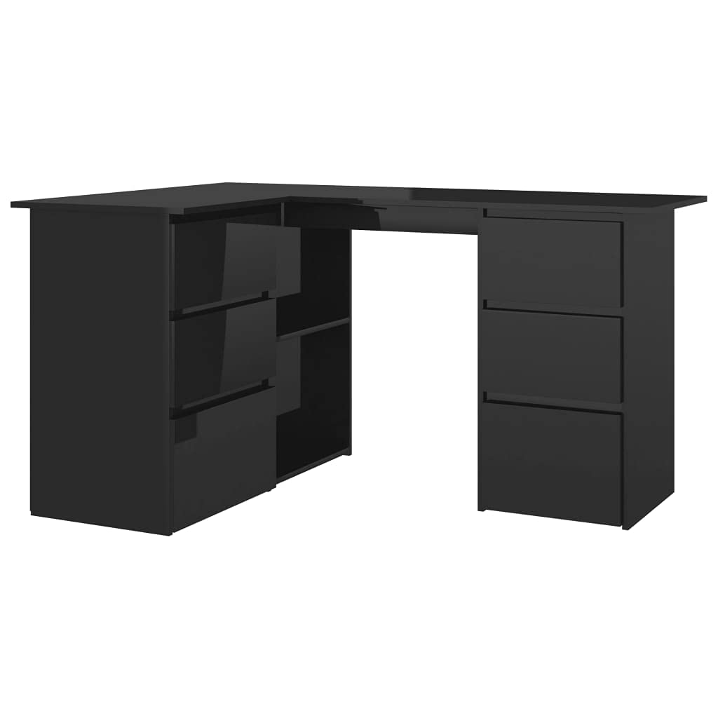 L-Shaped Corner Desk with Storage - 57.1