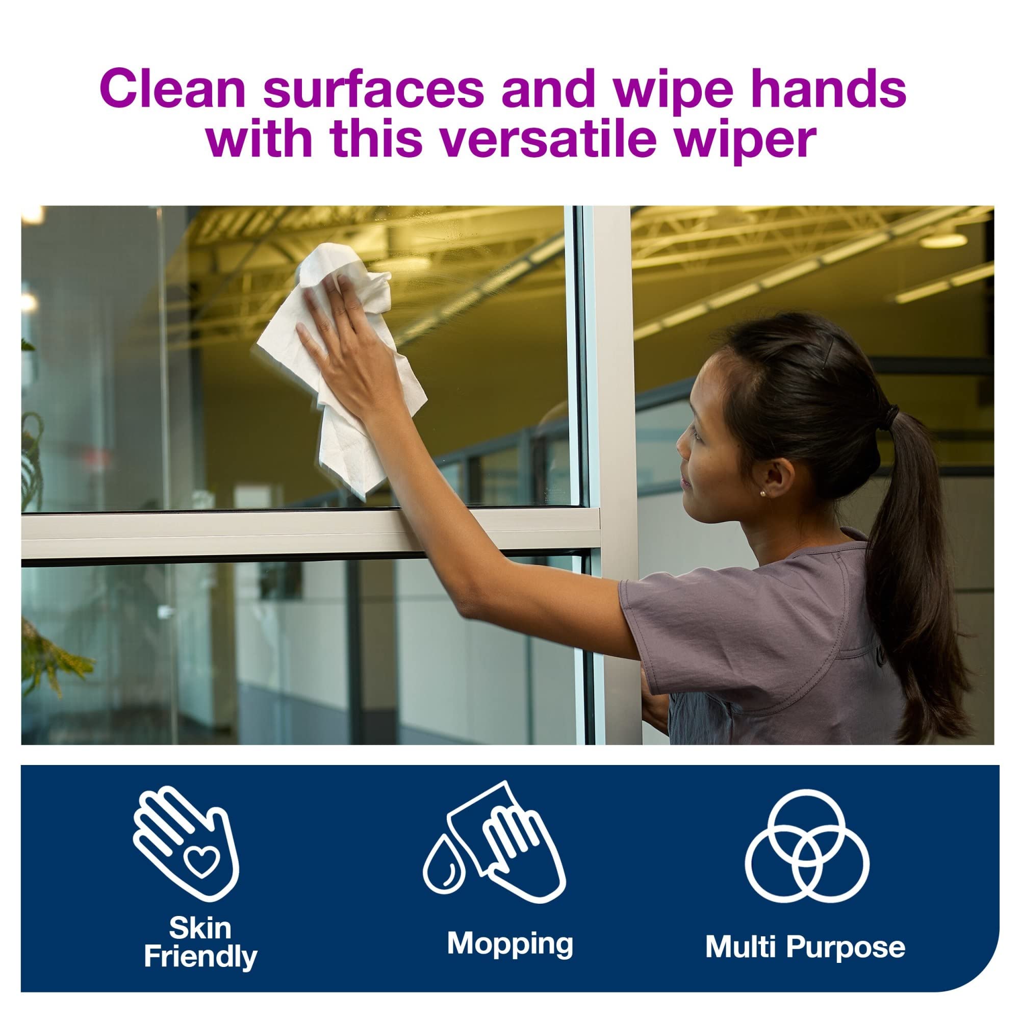 Tork Paper Wiper Plus White Self Dispensing Roll - 1/4 Fold Commercial Paper Towels (430150A) for Kitchen, Restaurants & Office Cleaning