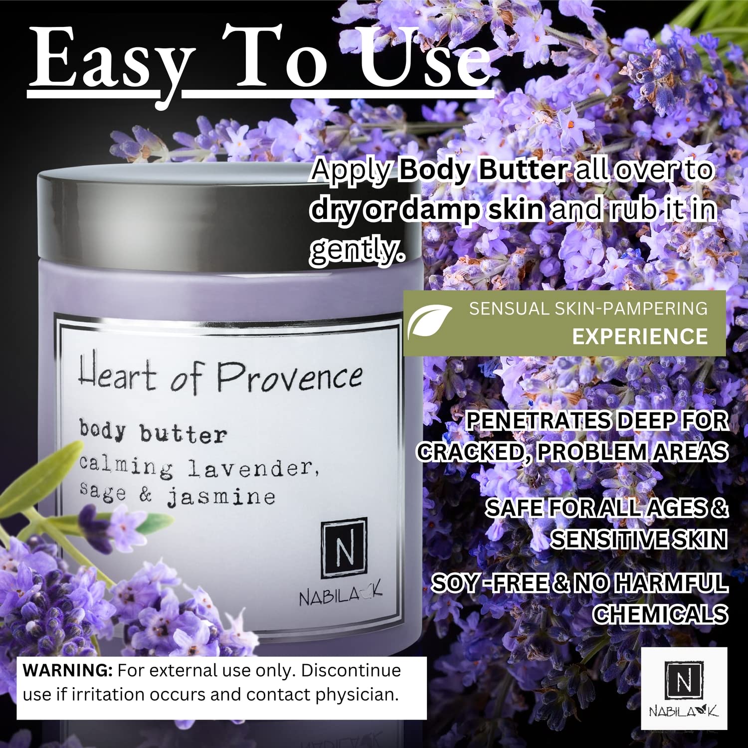 Heart of Provence Body Butter - 9 oz Deep Moisturizing Cream with Natural Ingredients for Dry Skin | Daily Hydrating Body Care | Perfect for Winter Skincare & Post-Shower Use