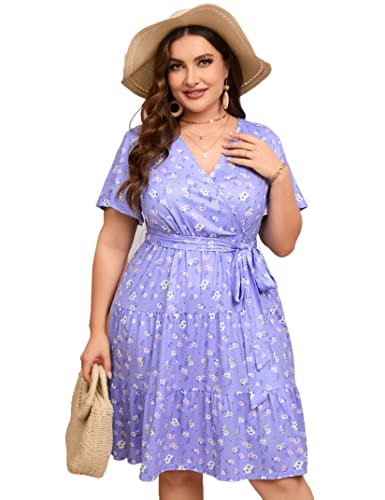 Purple Floral Short Sleeve