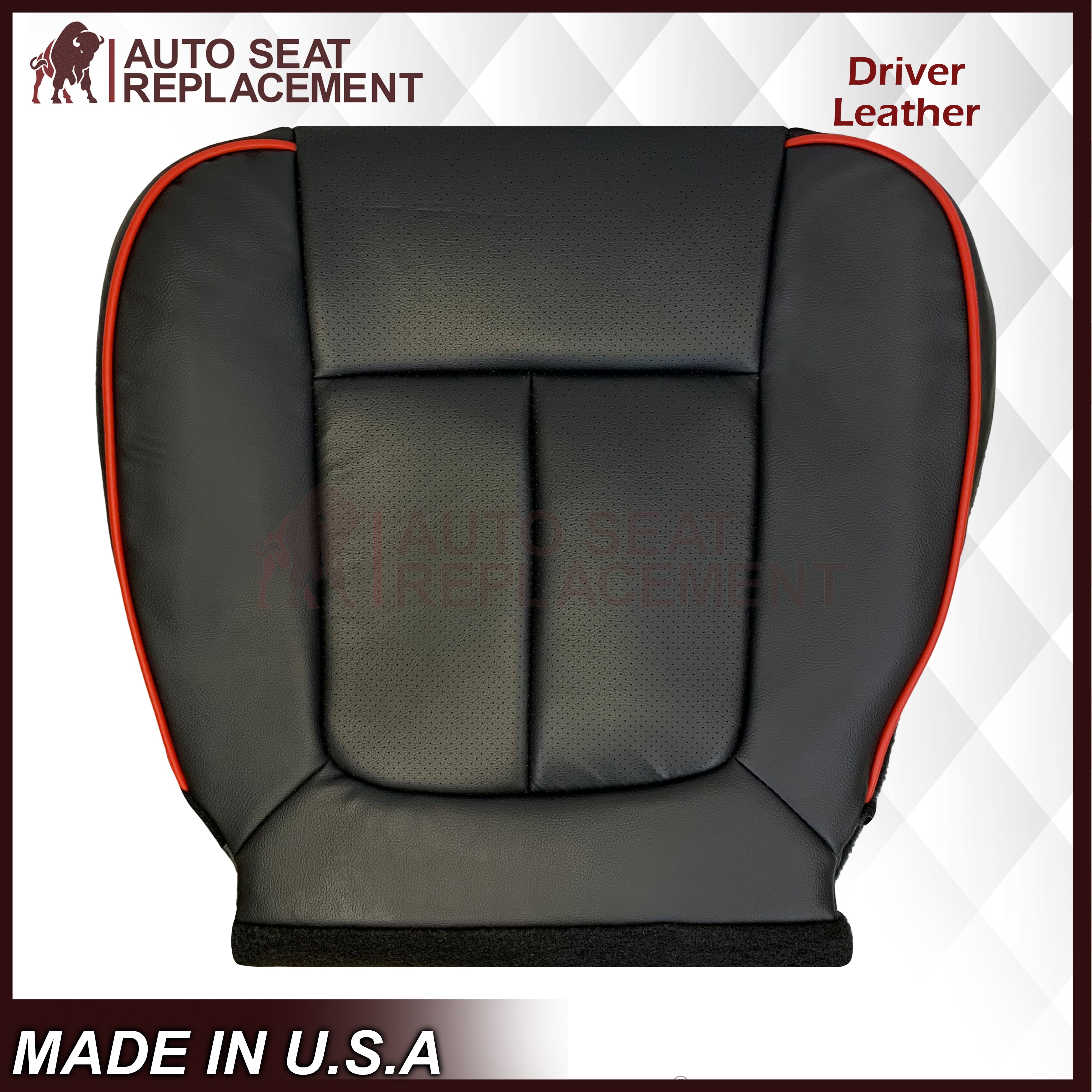 2011-2014 Ford F-150 Perforated Genuine Leather Seat Covers - Black with Red Piping (Synthetic Leather Option Available) - Premium Comfort & Style for Truck Drivers