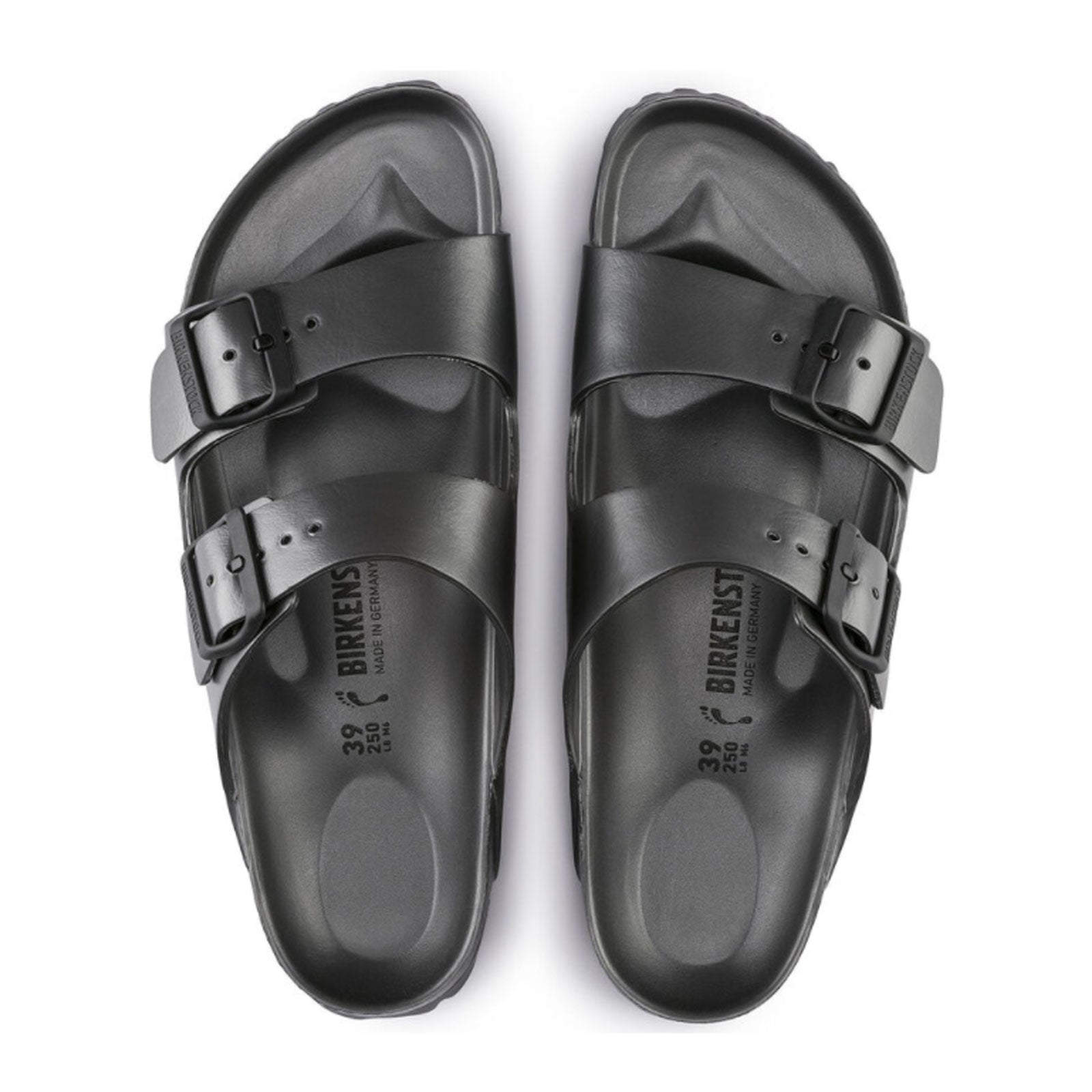 Birkenstock Arizona EVA Narrow Slide Sandals for Women - Metallic Anthracite | Comfortable Summer Beach & Pool Slides | Casual Walking & Outdoor Sandals