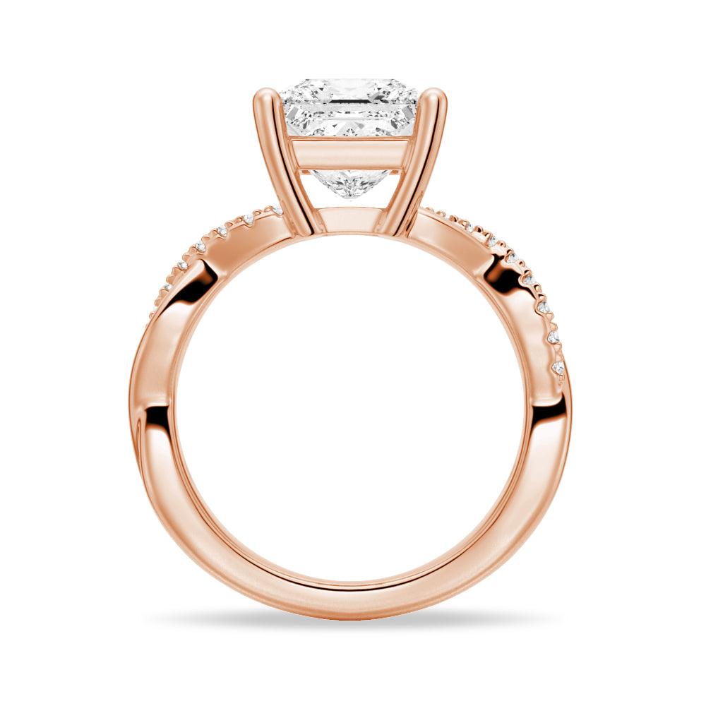 Twist Band Princess Cut Moissanite Engagement & Wedding Ring Set for Couples - Matching His & Hers Bands for Proposals, Anniversaries, and Special Occasions