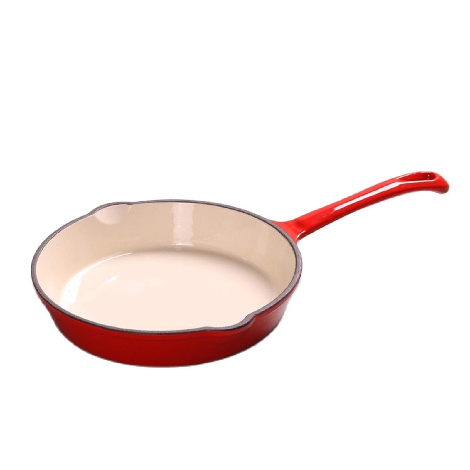 Premium Non-Stick Enamel Saucepan with Cast Iron Flat Bottom - 6 Inch Unibody Design Frying Pan with Long Handle & Smooth Surface - Perfect for Kitchen Cooking, Camping & Small Space Living (Red)