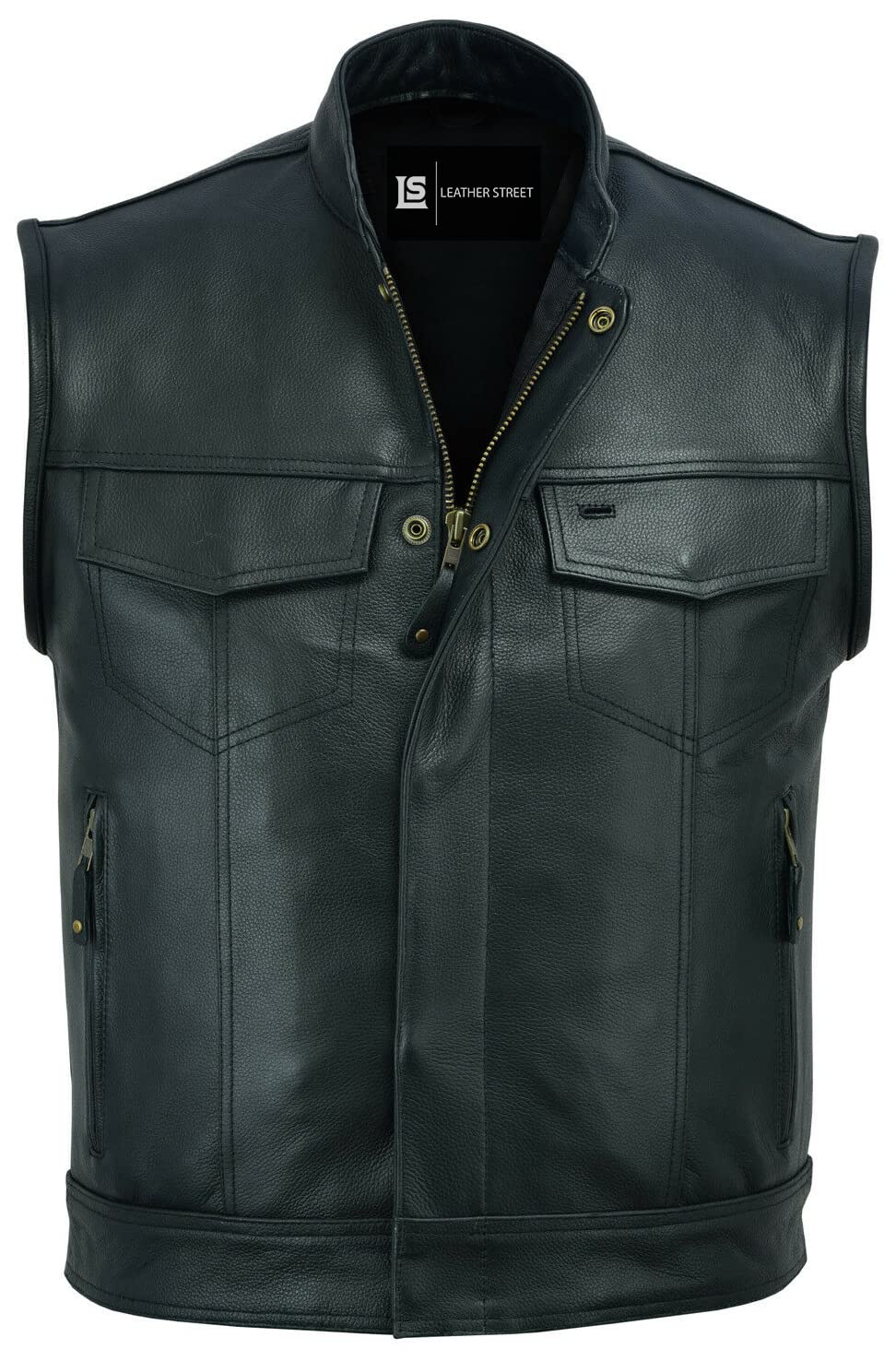 Men's Black Leather Motorcycle Vest - Biker Jacket for Riding Club & Motorcycle Enthusiasts - Perfect for Harley Davidson, Cruiser & Street Bike Riders