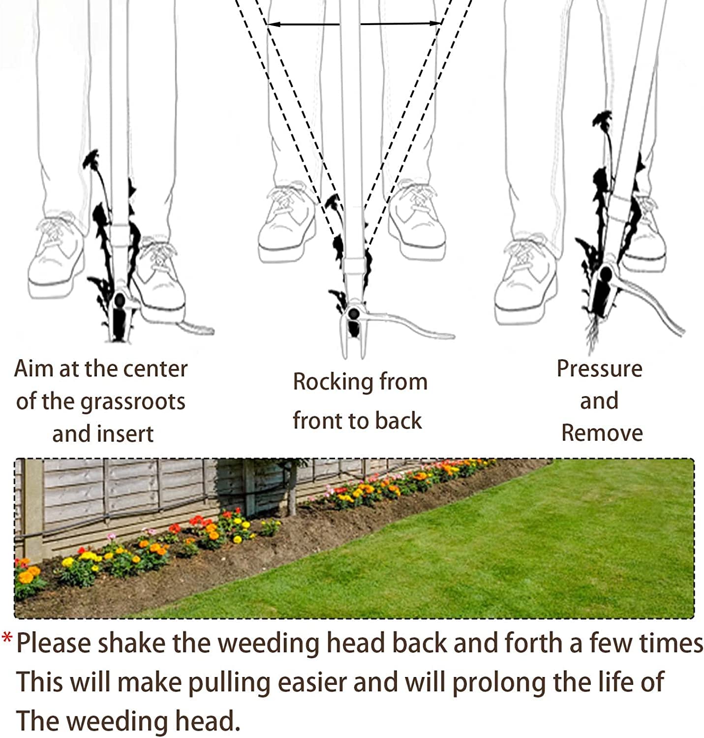 DSWINCE Stand Up Weed Puller Head Replacement - Ergonomic Gardening Hand Tool for Dandelions & Weeds - No Bending Root Extractor for Backyard, Lawn & Patio (Handle Not Included) - Perfect for Elderly Gardeners & People with Back Pain