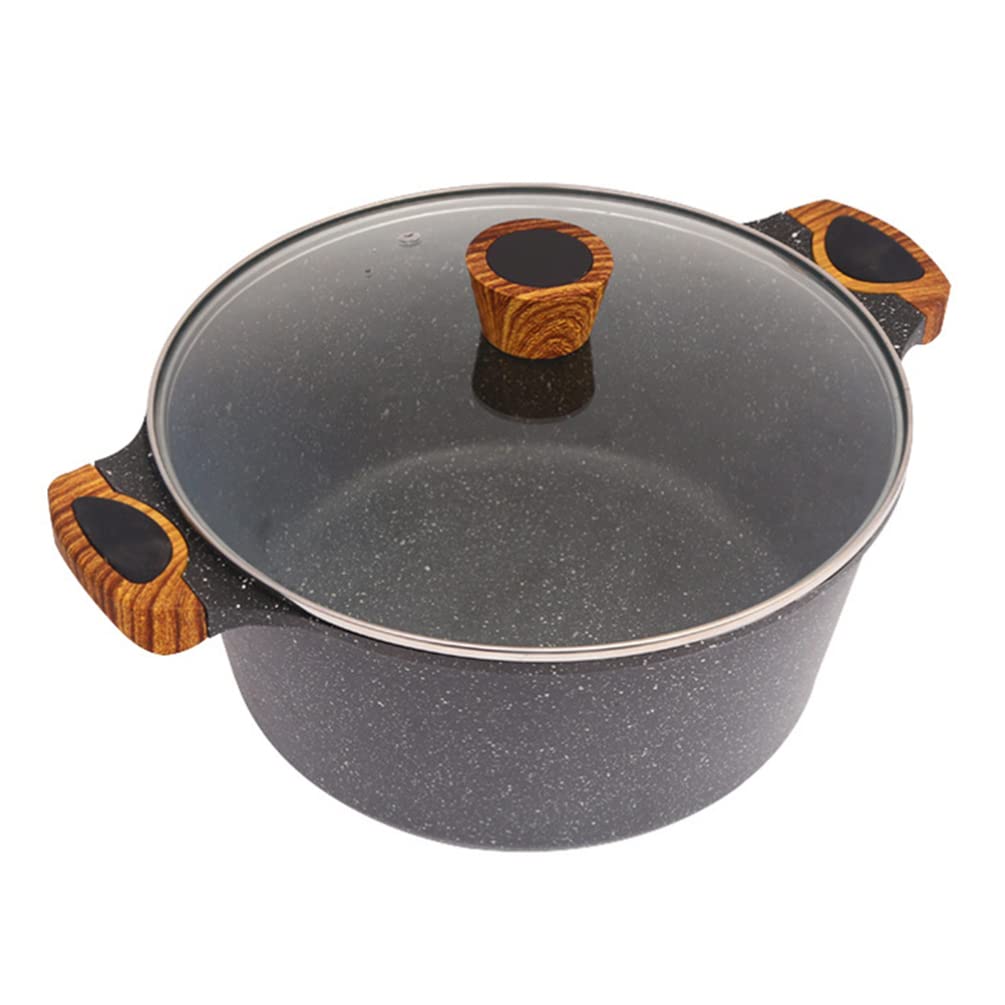 HEMOTON Thickened Aluminum Hot Pot Stockpot with Lid - 6QT Flat Bottom Cooking Pot for Soup, Stew, and Pasta - Perfect for Home Kitchen, Camping & Outdoor Cooking