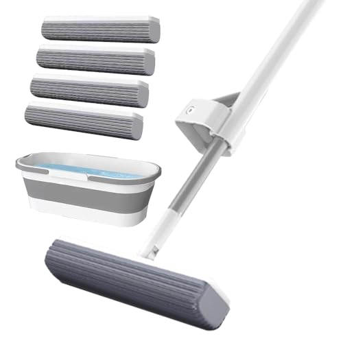 Mop & Bucket Set, With 4 Sponge Heads